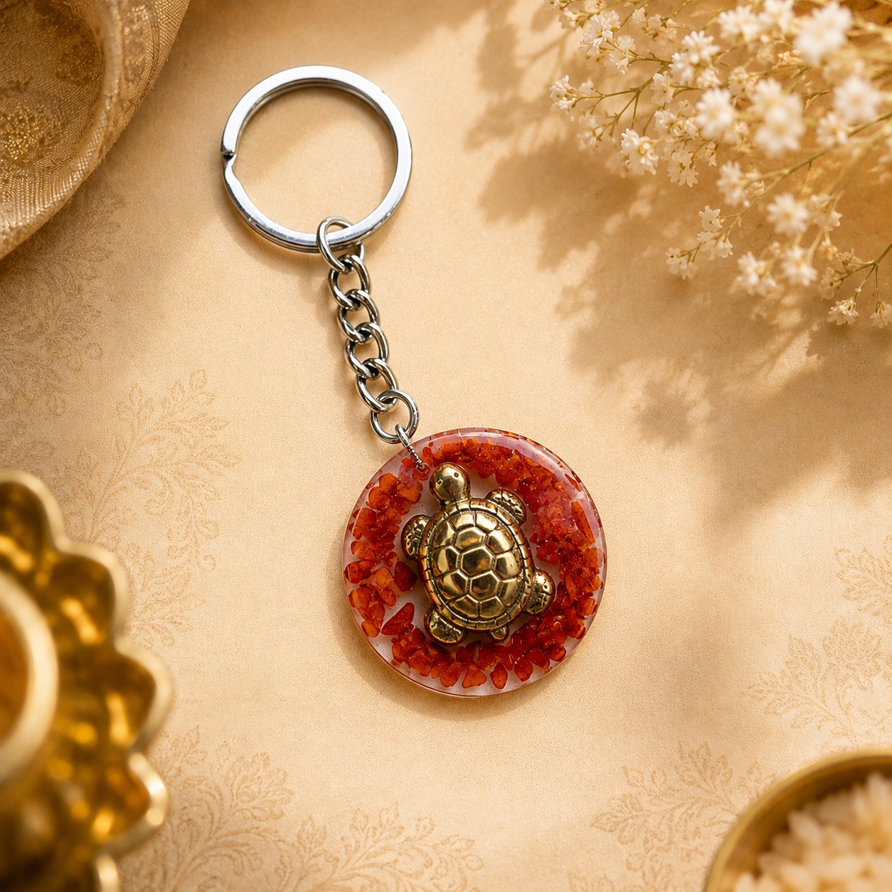Golden Turtle Prosperity Keychain
